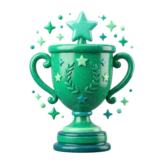 3D trophy illustration representing quality