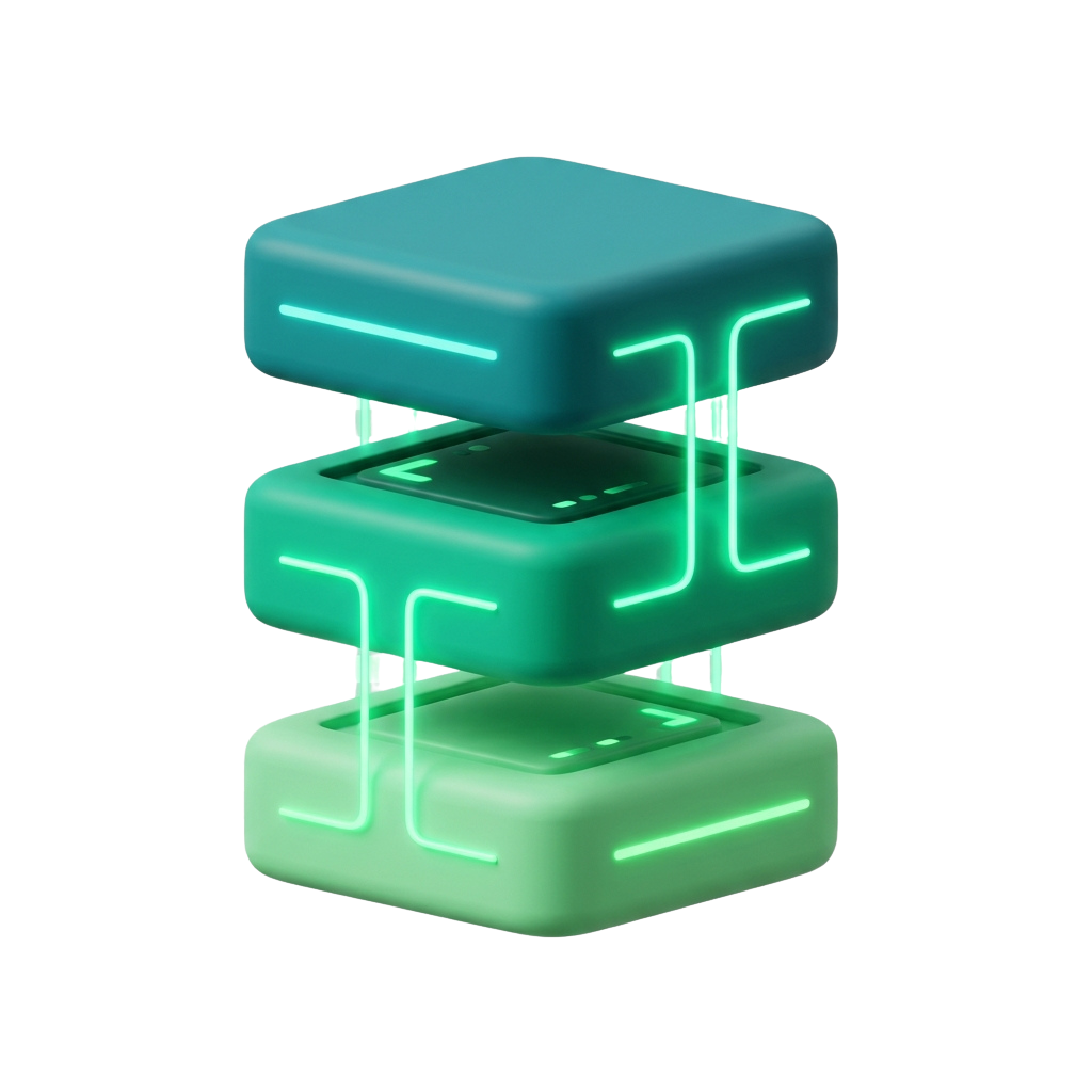 3D stacked blocks representing full-stack capability