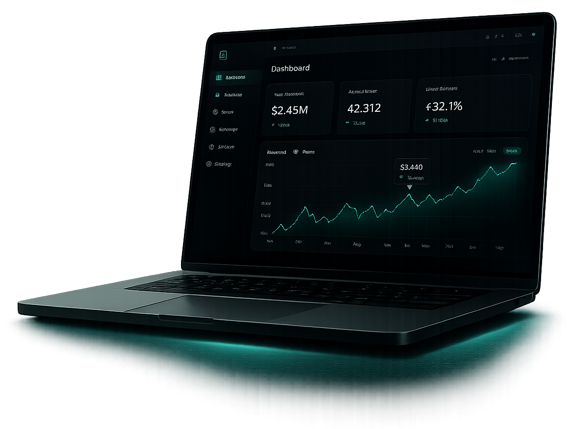 SaaS analytics dashboard on a laptop